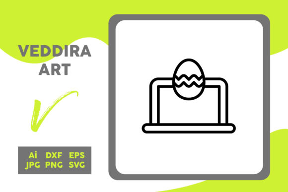 Easter Icon Egg Laptop Line Black – A Must-Have Graphic Design Asset for Handmade Creators