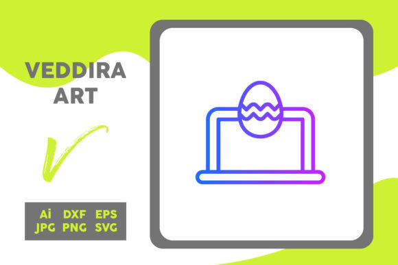 Easter Icon Egg Laptop Line Gradient – A Freebie Graphic for Crafting Success