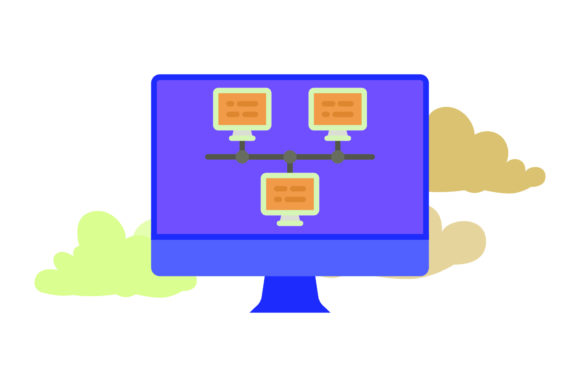 Flat Icon Laptop Network Brown – A Modern Design Asset for Content Creators