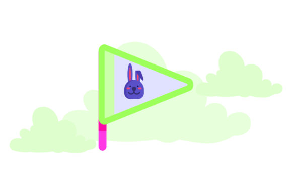 Flat Illustration Easter Flag Green for Design Projects