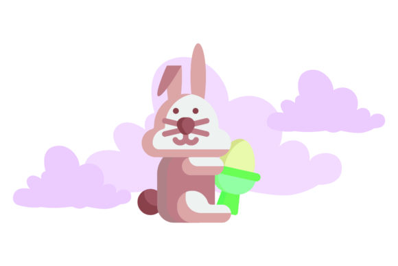 Flat Illustration Easter Rabbit Brown for Graphics and Freebies
