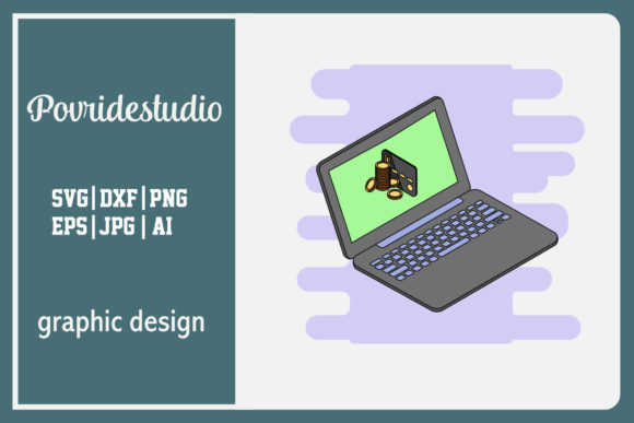 Flat Illustration Laptop Coin Cute: A Versatile Graphic Design Freebie for Local Branding