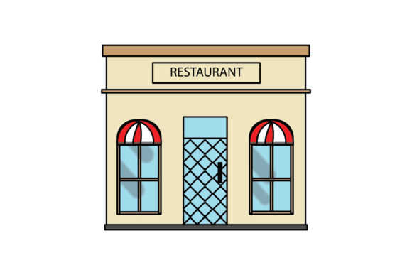 Icon Building Restaurant Filled Line: A Modern Graphic Design Asset for Content Creators