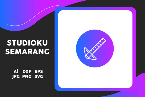 School Icon Ruler Simple Gradient Circle: A Polished Graphic Design Asset for Content Creators