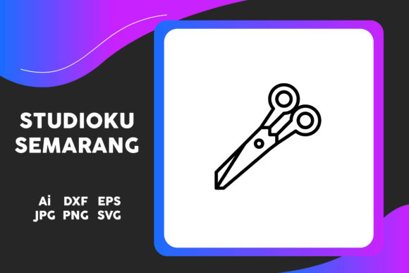 School Icon Scissors Simple Line Black: A Reliable Graphic Design Asset for Sellers